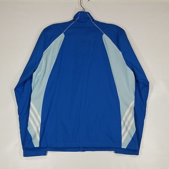 Adidas Jacket Women's Large Team Performance Full Zip Long Sleeve Blue White - Picture 4 of 7